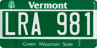 VT license plate LRA981