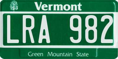 VT license plate LRA982