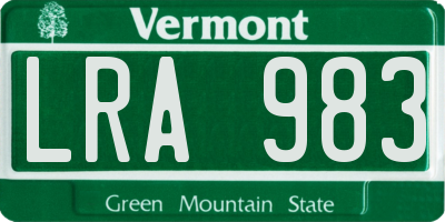 VT license plate LRA983