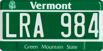 VT license plate LRA984