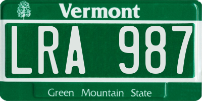 VT license plate LRA987
