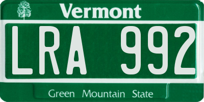 VT license plate LRA992