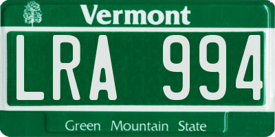 VT license plate LRA994