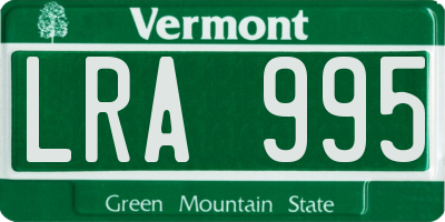 VT license plate LRA995
