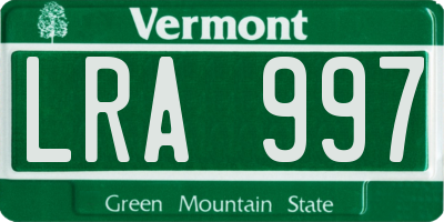VT license plate LRA997