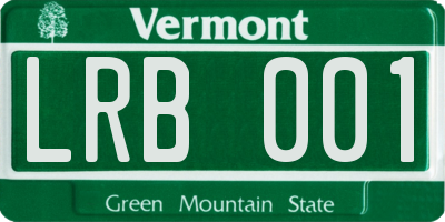 VT license plate LRB001