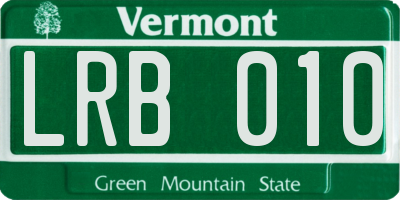 VT license plate LRB010