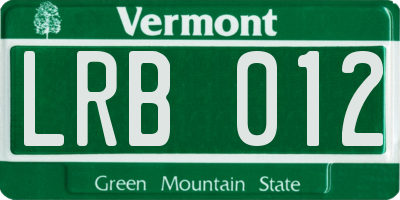 VT license plate LRB012