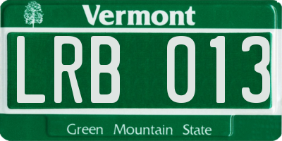 VT license plate LRB013