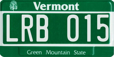 VT license plate LRB015