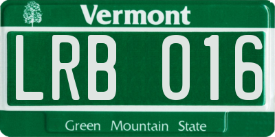 VT license plate LRB016