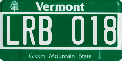 VT license plate LRB018