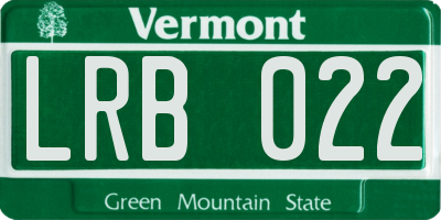 VT license plate LRB022