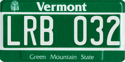 VT license plate LRB032