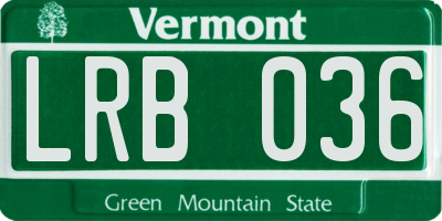 VT license plate LRB036