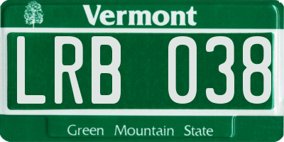 VT license plate LRB038