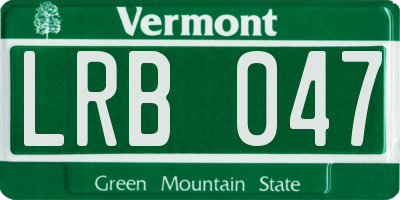 VT license plate LRB047