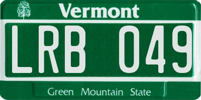 VT license plate LRB049