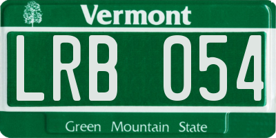 VT license plate LRB054