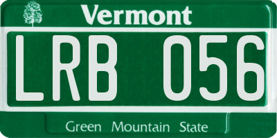 VT license plate LRB056