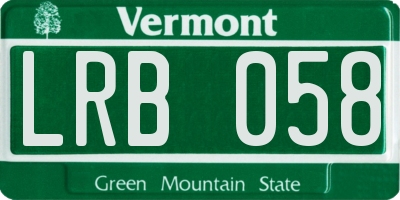 VT license plate LRB058
