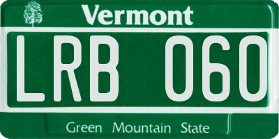 VT license plate LRB060