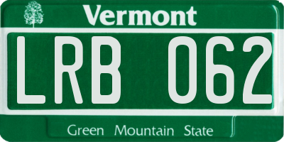 VT license plate LRB062