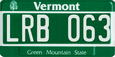 VT license plate LRB063