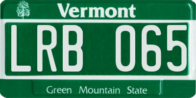 VT license plate LRB065
