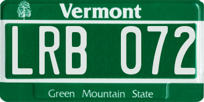 VT license plate LRB072