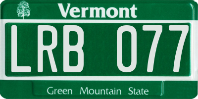 VT license plate LRB077