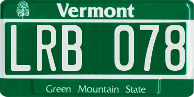 VT license plate LRB078