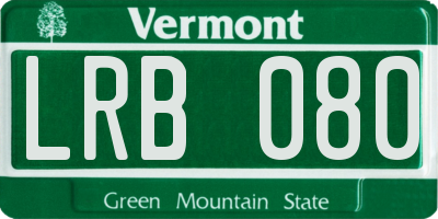 VT license plate LRB080