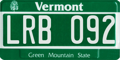 VT license plate LRB092