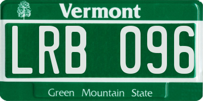 VT license plate LRB096