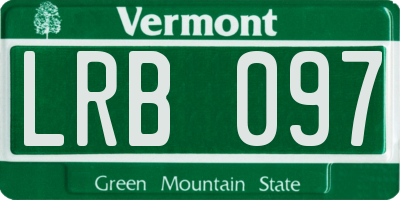 VT license plate LRB097