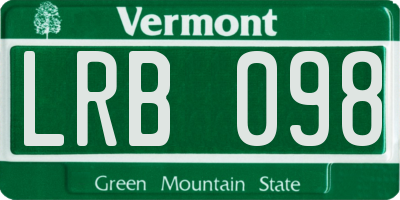 VT license plate LRB098
