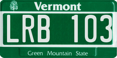 VT license plate LRB103