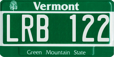 VT license plate LRB122