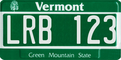 VT license plate LRB123
