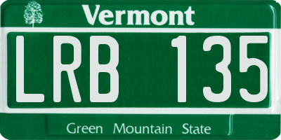 VT license plate LRB135