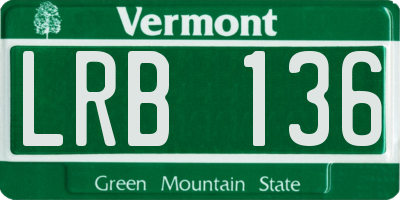 VT license plate LRB136