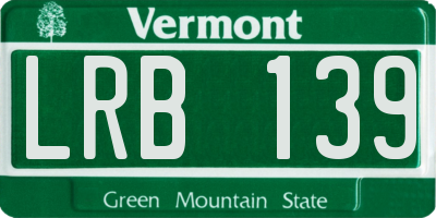 VT license plate LRB139