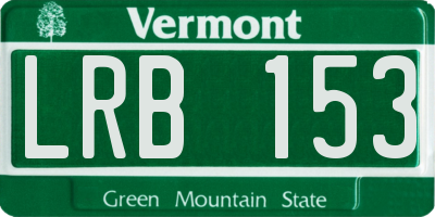 VT license plate LRB153