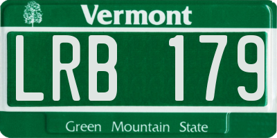 VT license plate LRB179