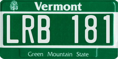 VT license plate LRB181