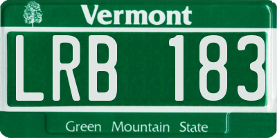 VT license plate LRB183