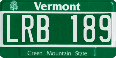 VT license plate LRB189