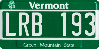 VT license plate LRB193