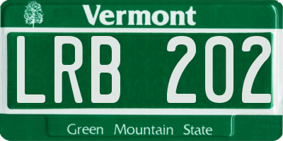 VT license plate LRB202